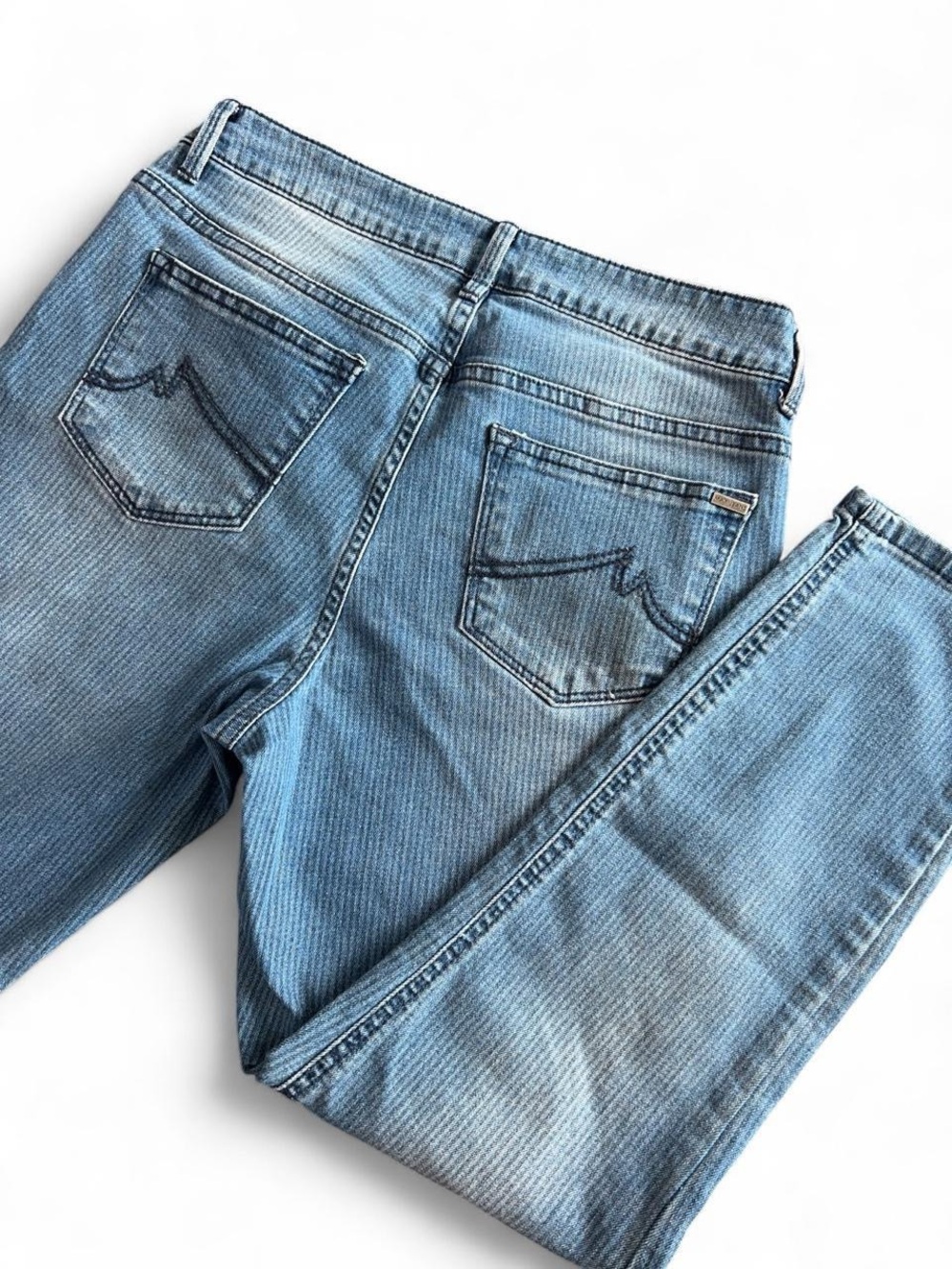 Max Jeans Anthropology Light Wash Faded Striped Mid Rise Skinny Cropped Jeans 6